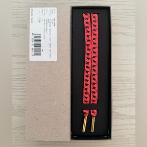 Golden Goose Pink, Blue and Black Star Print Shoelaces with Gold Tips